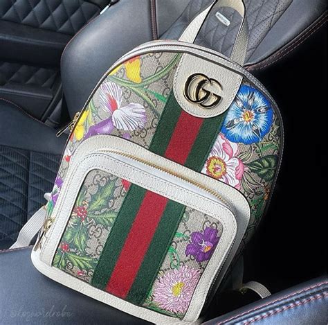 gucci embroidery applique flower backpack backpack